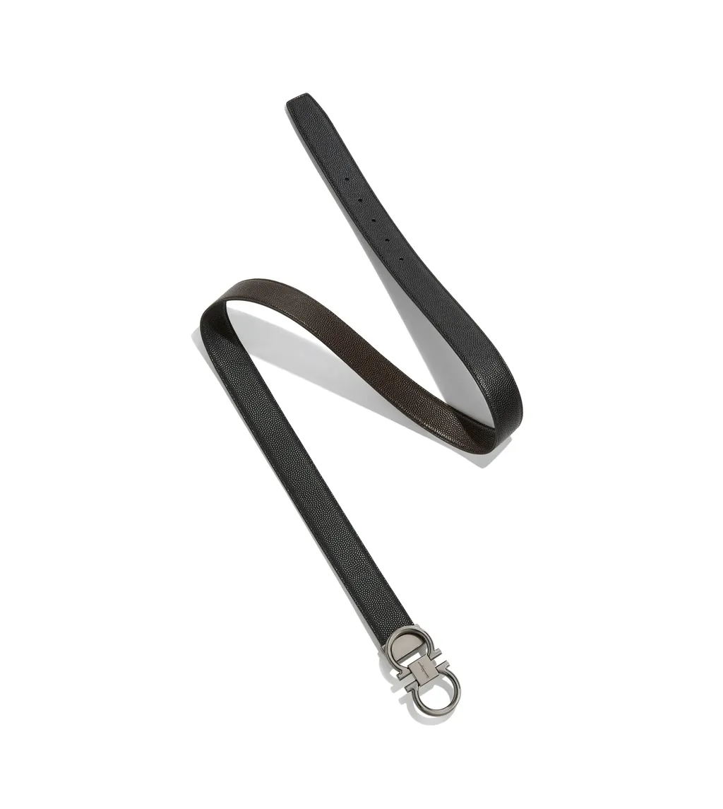 Black Double-Sided Silver Buckle Belt