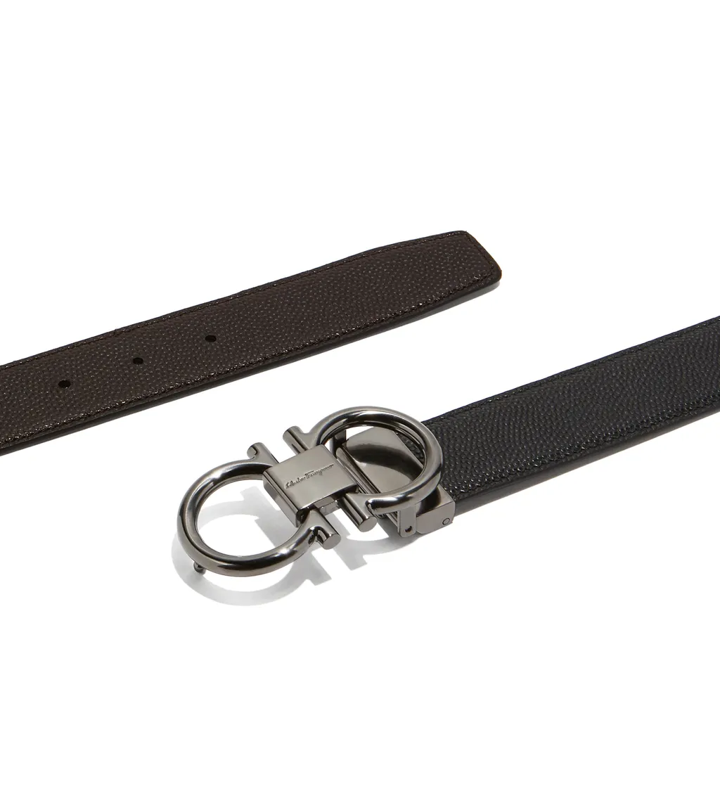 Black Double-Sided Silver Buckle Belt