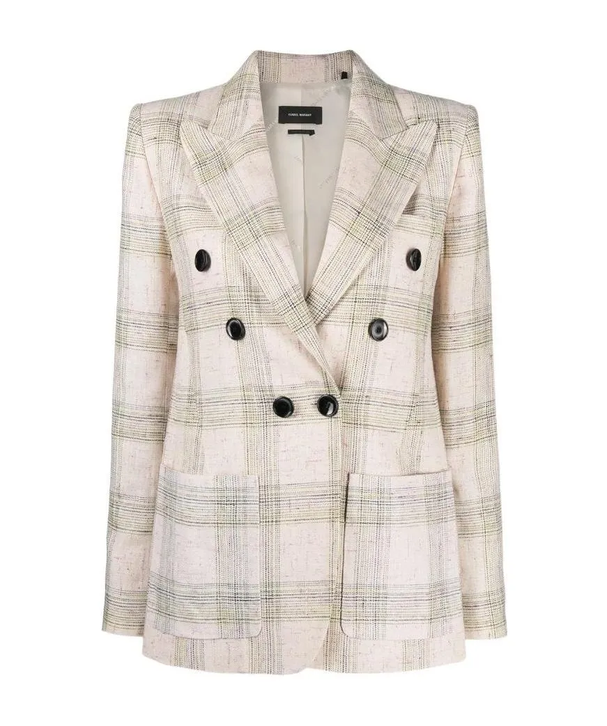 Lenora Check-Print Double-Breasted Jacket