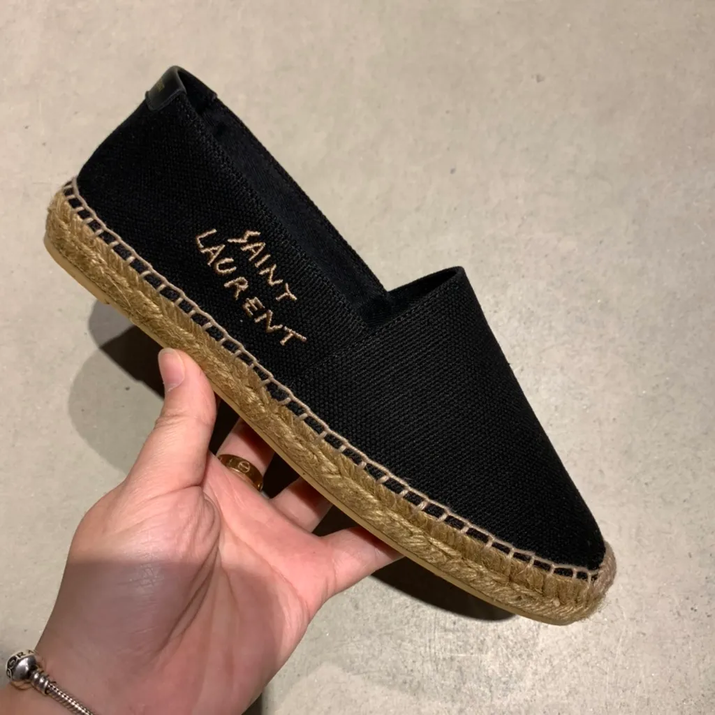 Saint Laurent Logo Embroidered Slip-On Espadrilles