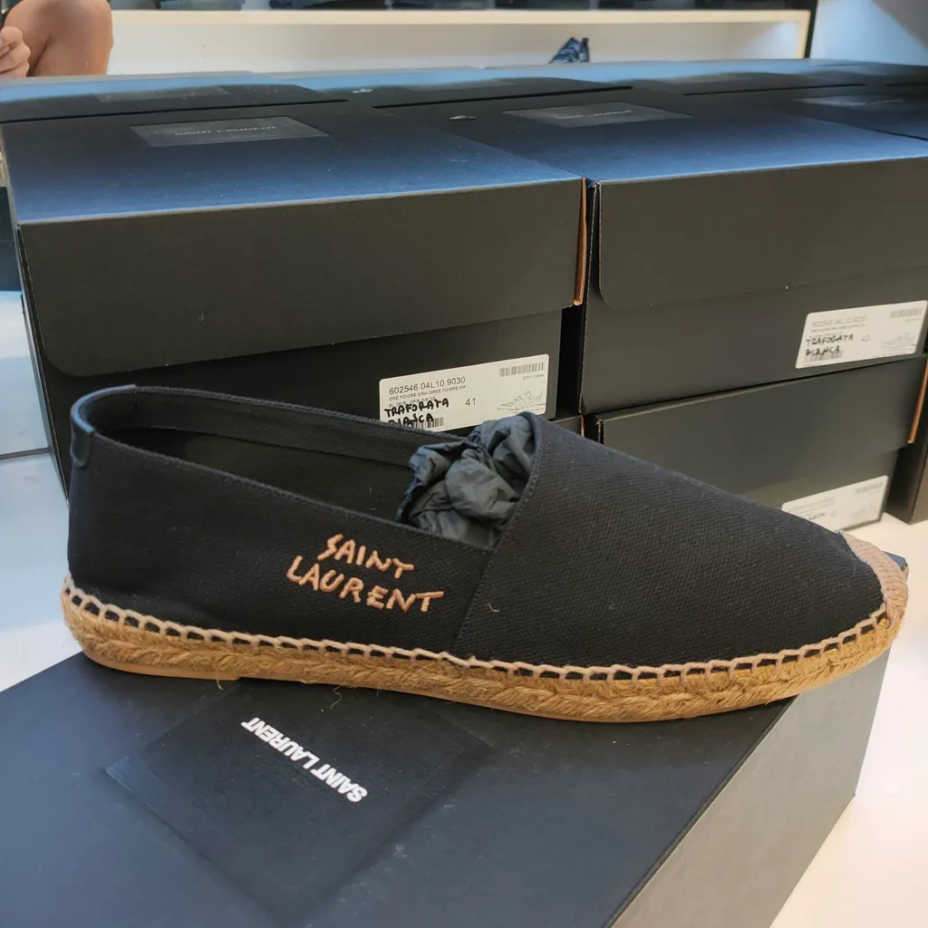 Saint Laurent Logo Embroidered Slip-On Espadrilles