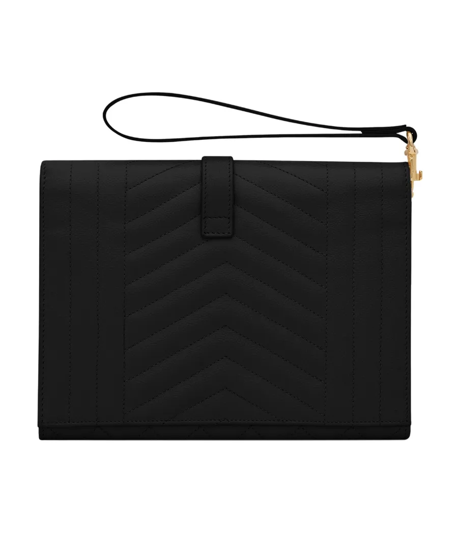 Saint Laurent Logo Plaque Envelope Clutch Bag