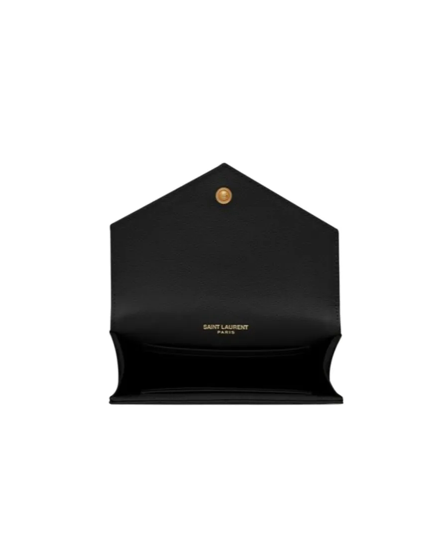 Saint Laurent Logo Plaque Pebbled Cardholder