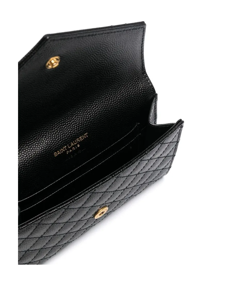 Saint Laurent Logo Plaque Pebbled Cardholder