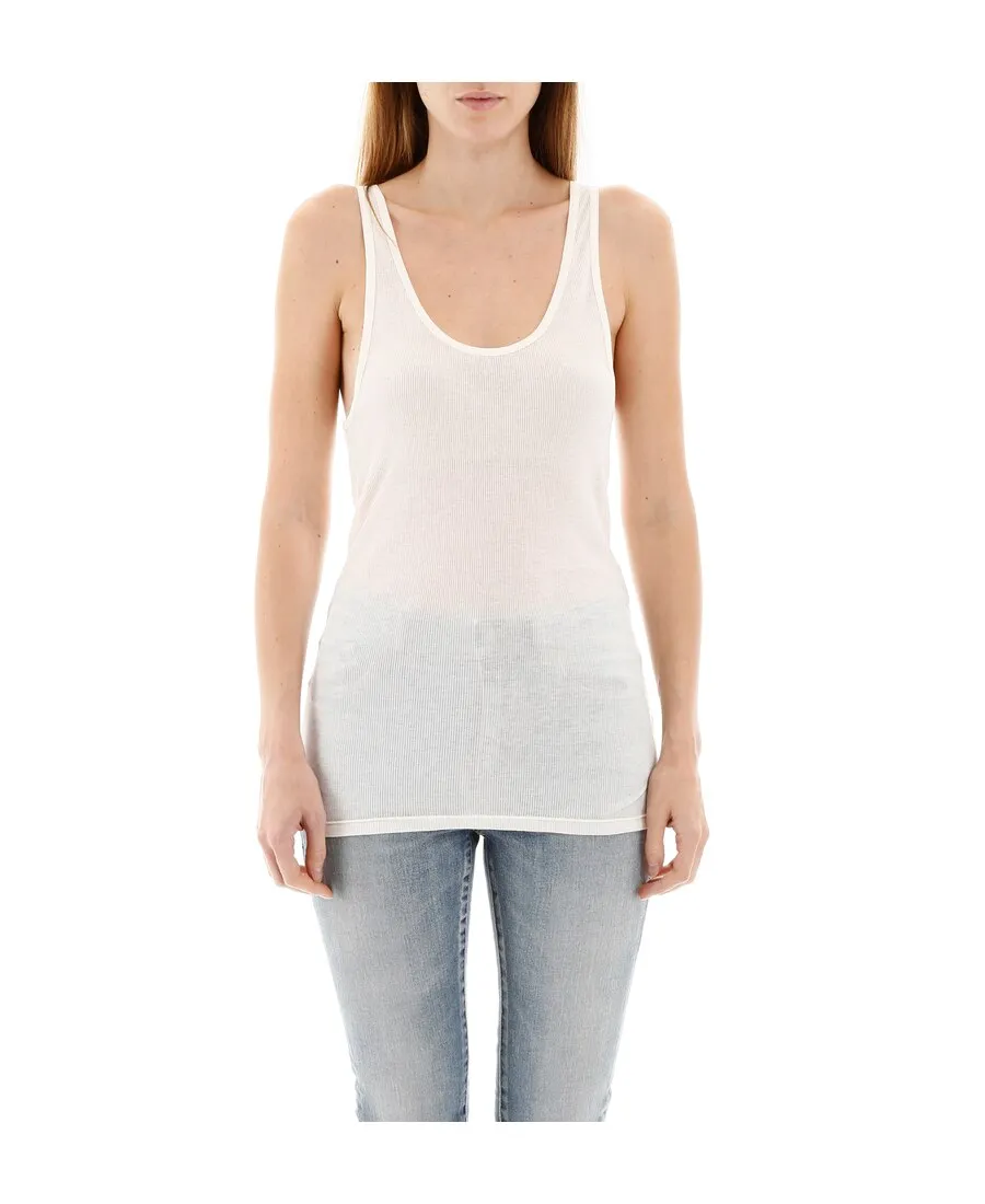Saint Laurent Sleeveless Ribbed Tank Top