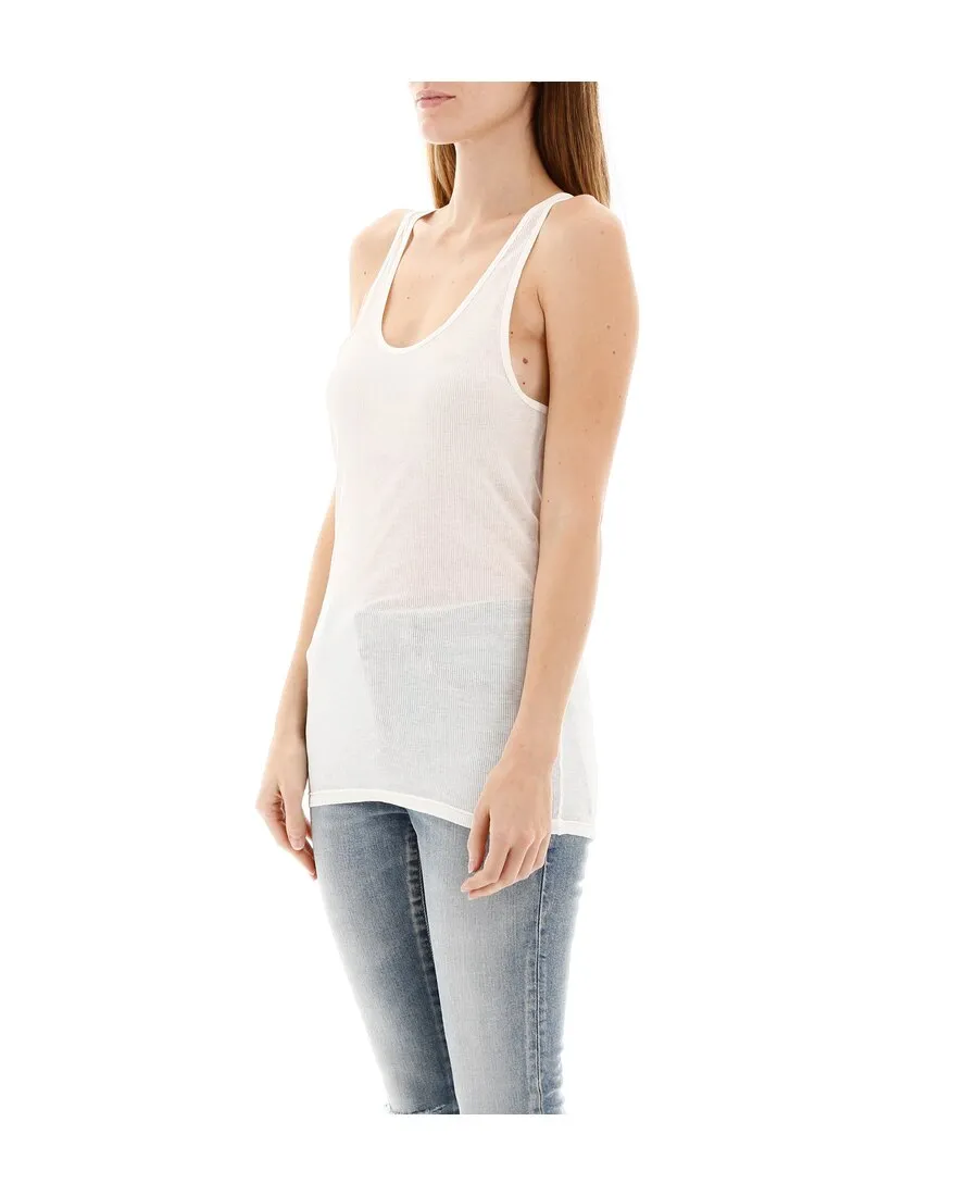 Saint Laurent Sleeveless Ribbed Tank Top