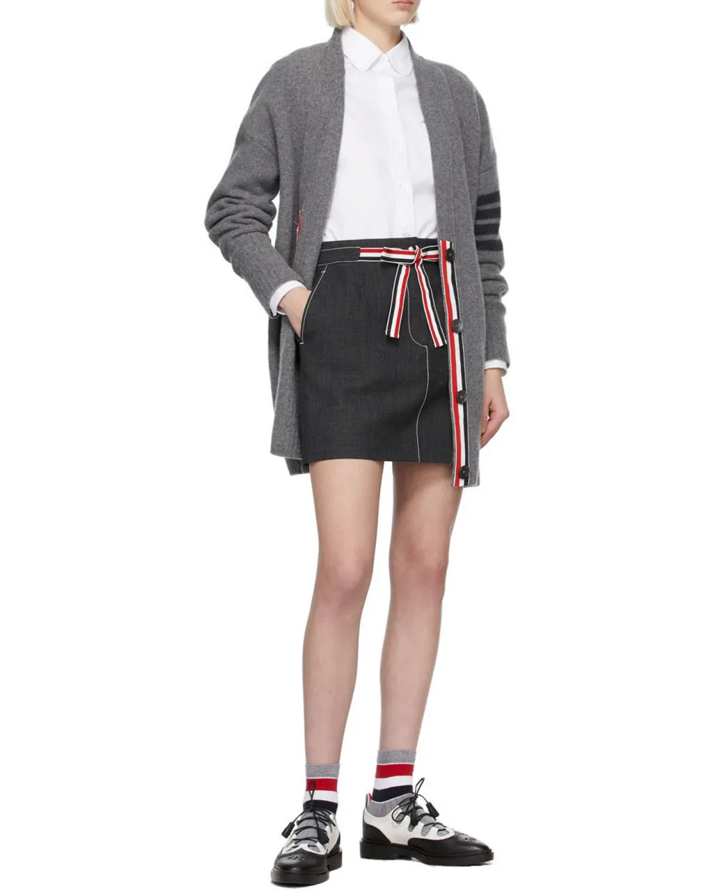 2Ply Fresco Tie Waist Mini Sack Skirt