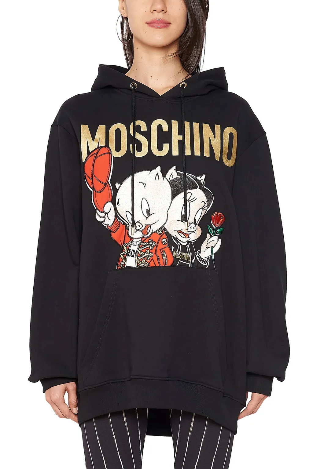 Black Piggy Oversize Hooded Sweater