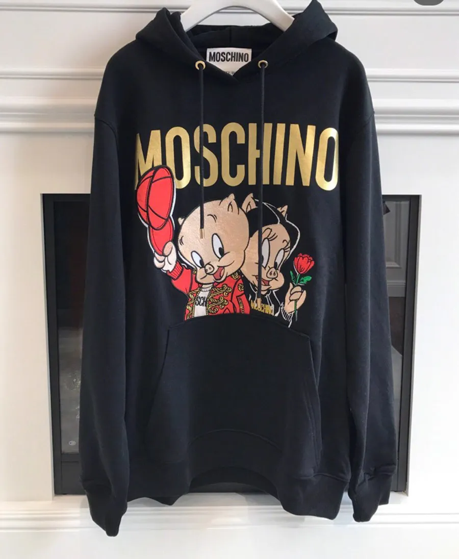 Black Piggy Oversize Hooded Sweater