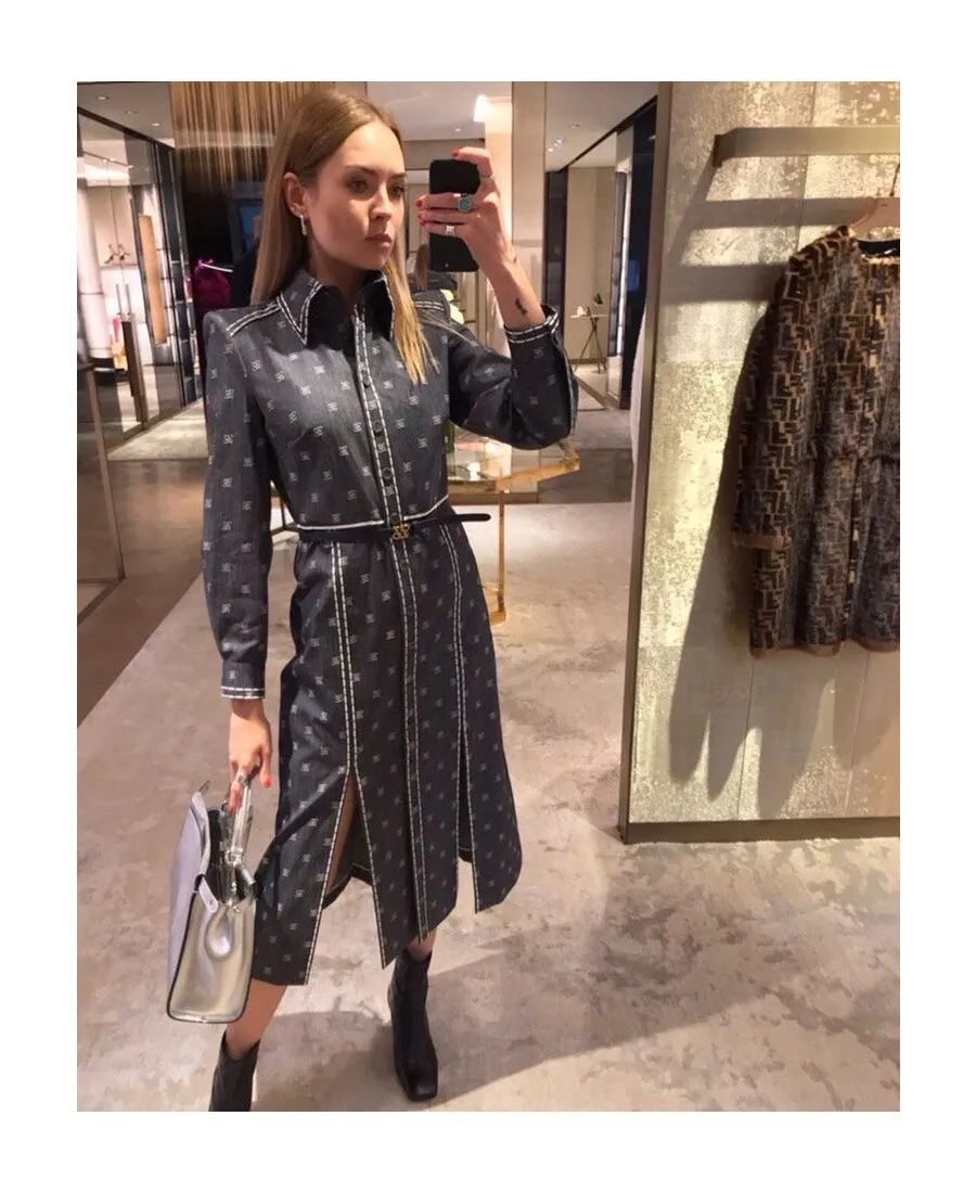 Karligraphy Motif Shirt Dress