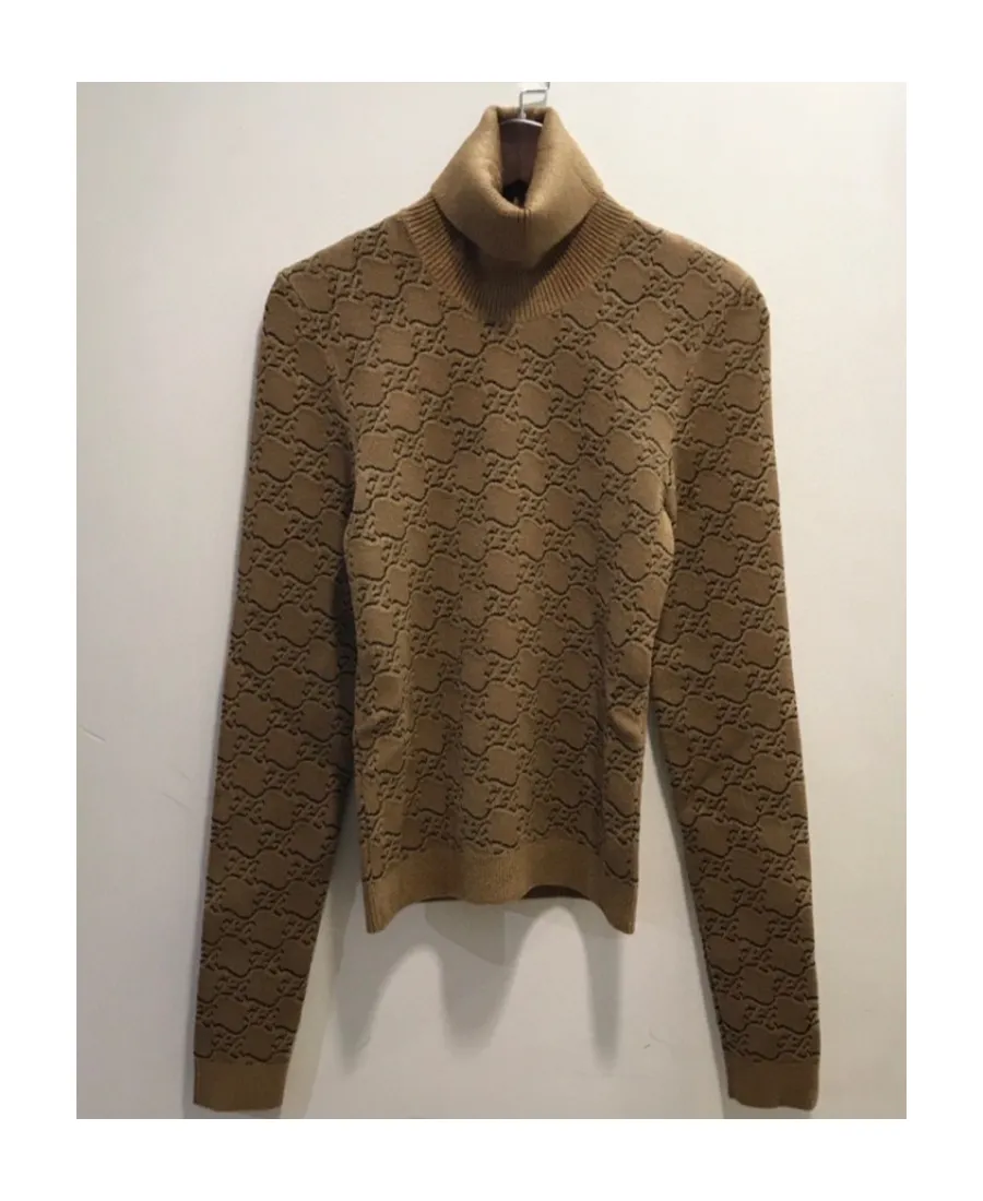 High-Necked Ff Karligraphy Pattern Pullover
