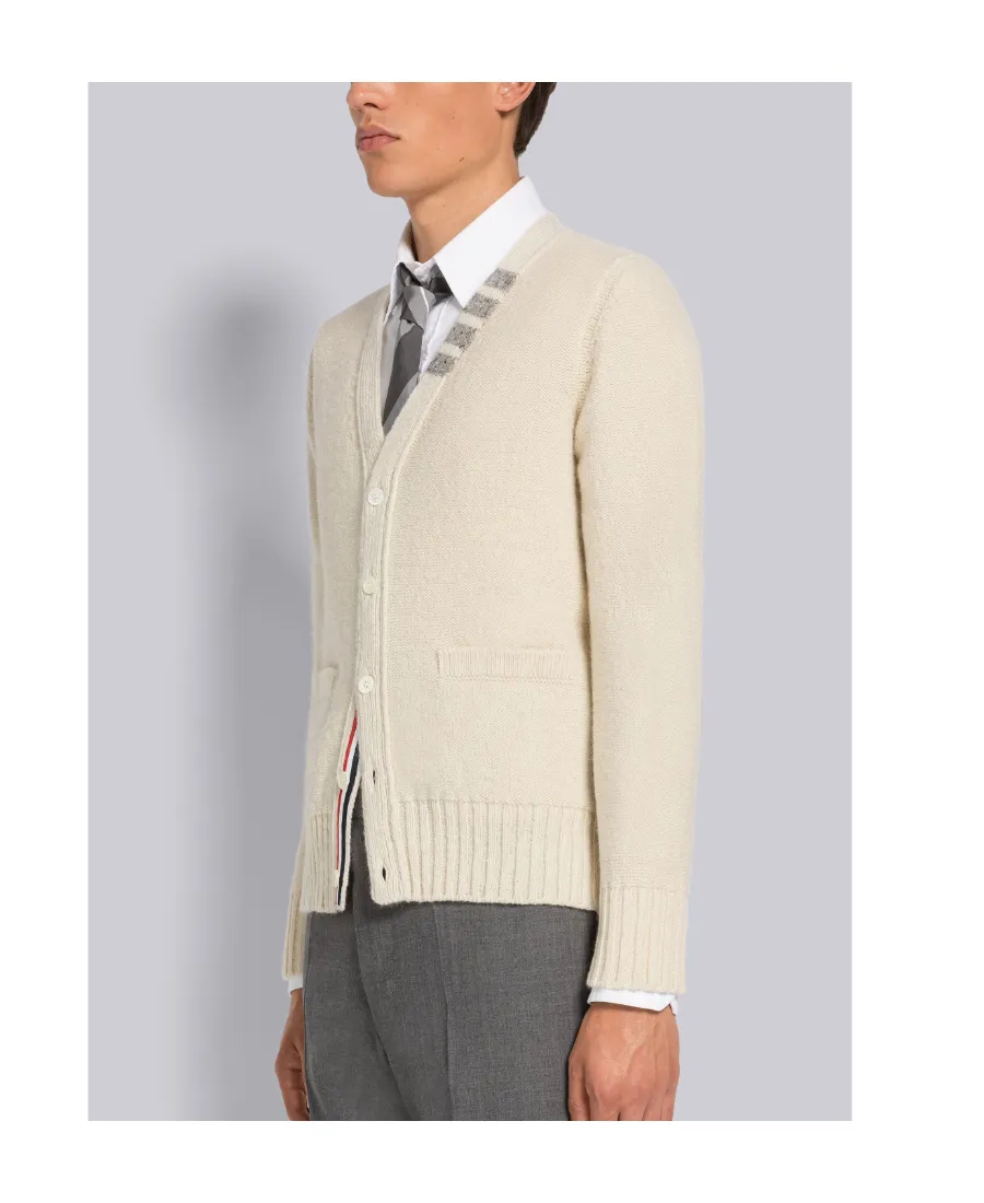 Stripe-Detail V-Neck Cardigan