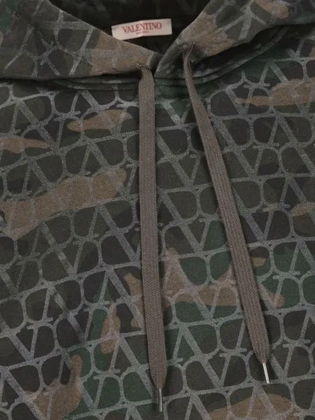 Valentino Camouflage Printed Drawstring Hoodie