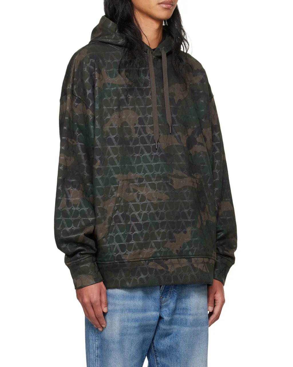 Valentino Camouflage Printed Drawstring Hoodie