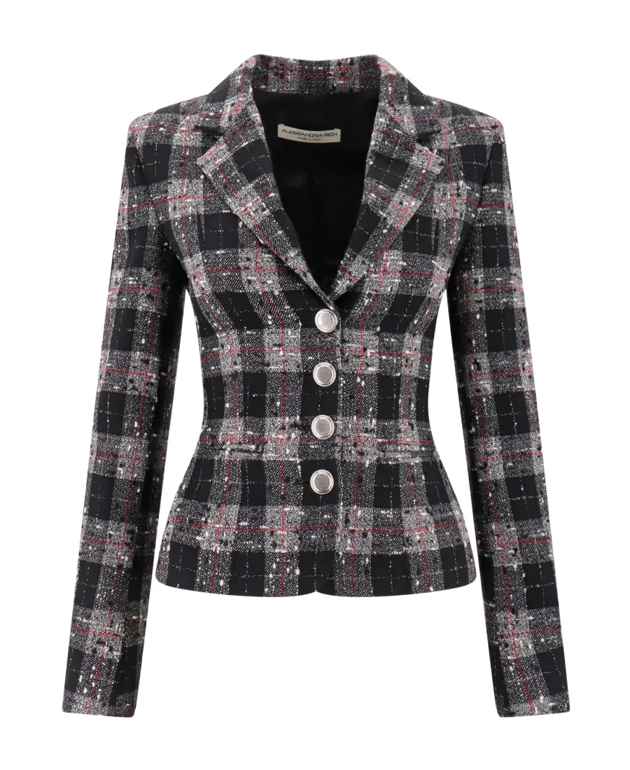 Alessandra Rich Checked Single-Breasted Blazer