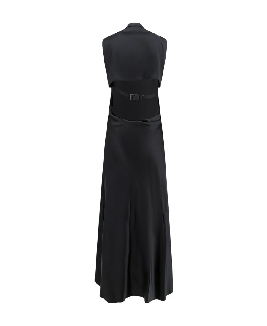Off-White V-Neck Open-Back Midi Dress