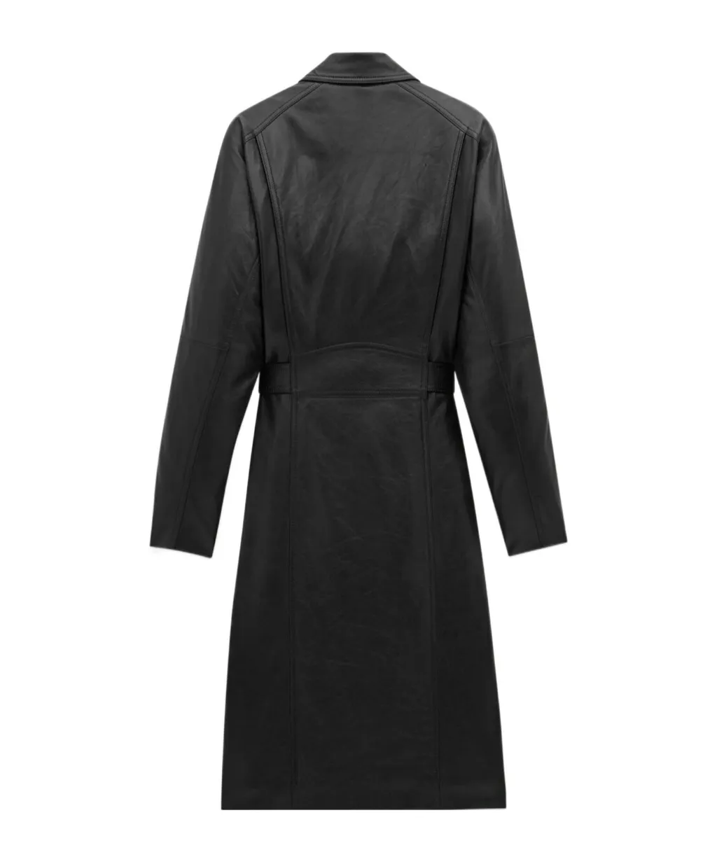 Saint Laurent Belted Zip Detailed Biker Coat