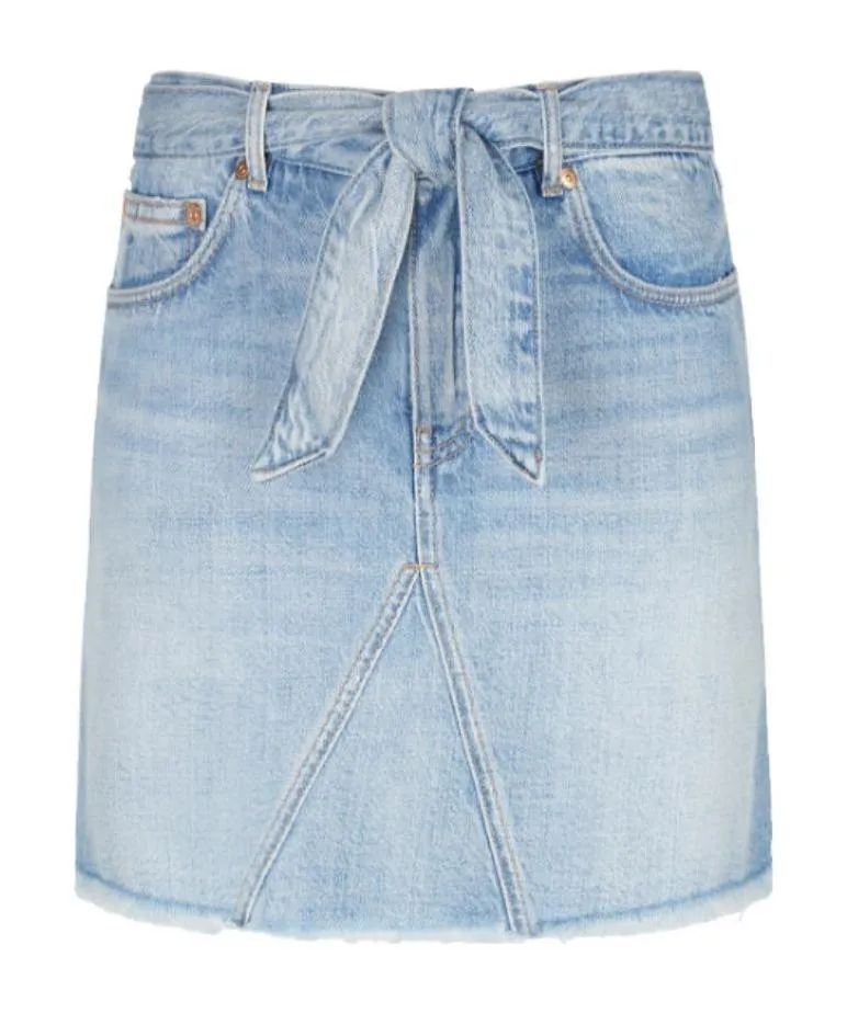 Belted Denim Mini Skirt