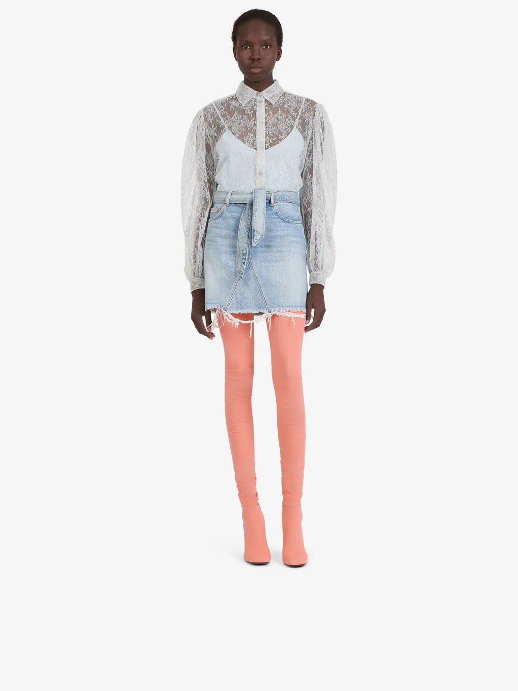 Belted Denim Mini Skirt