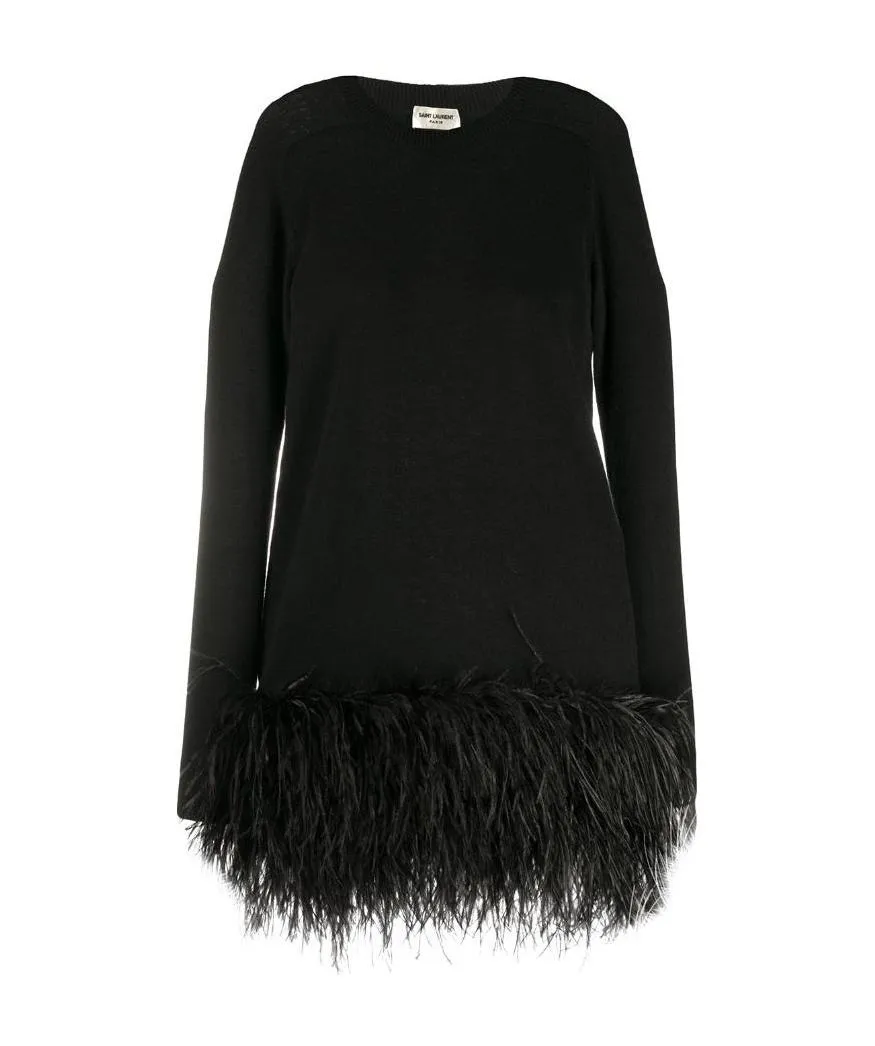 Saint Laurent Feather Hem Dress