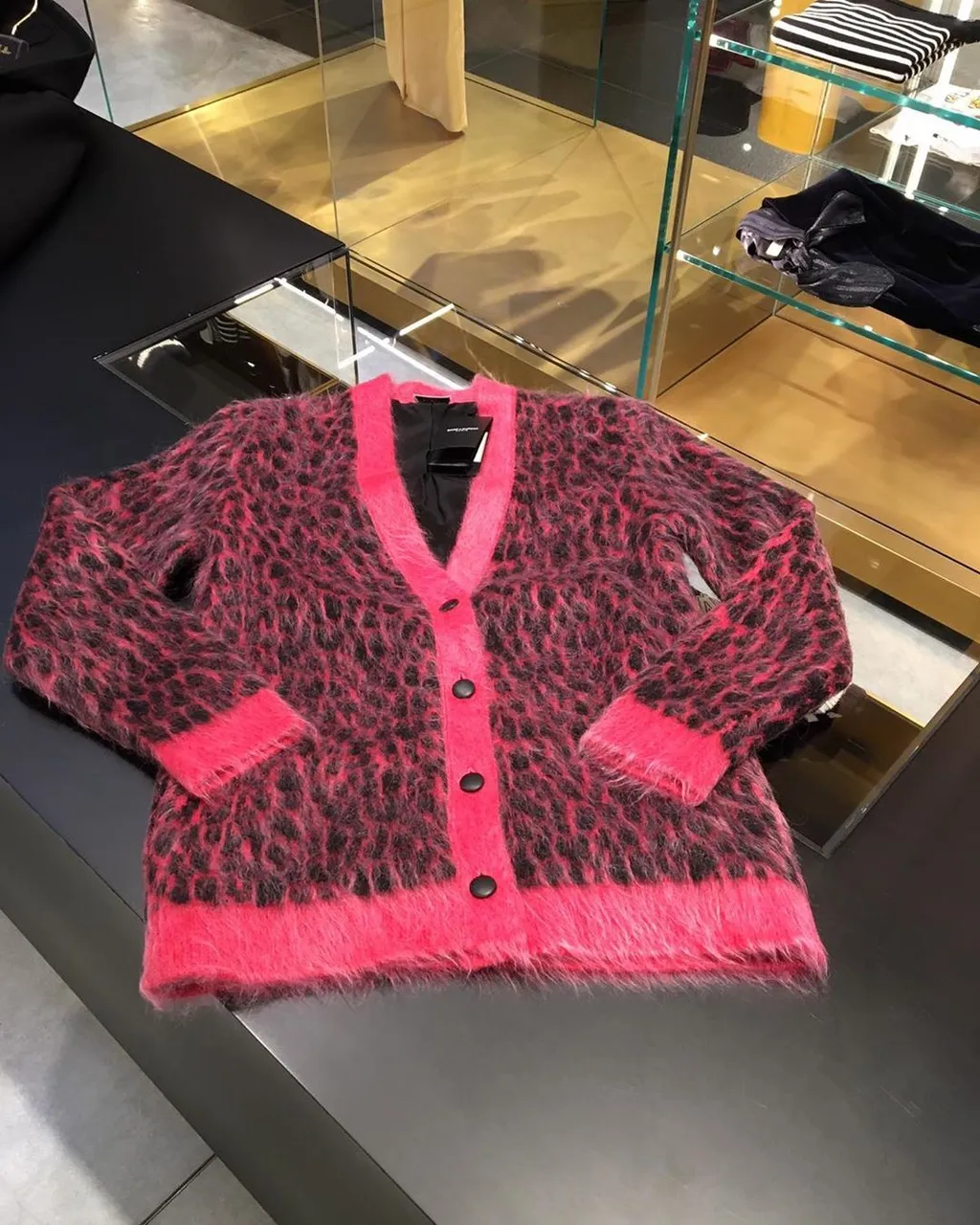 Saint Laurent Leopard Knitted Cardigan