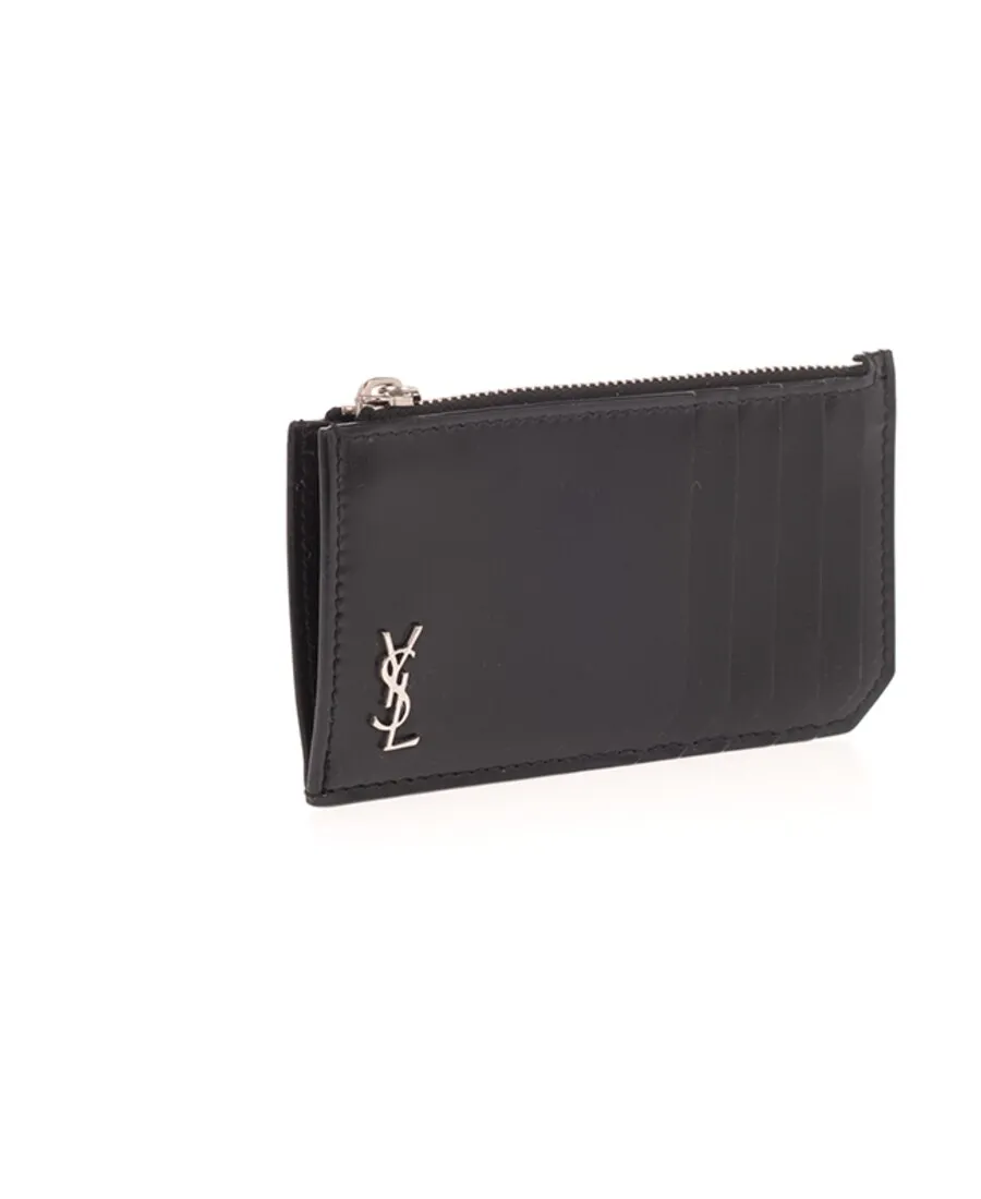 Saint Laurent Tiny Monogram Fragments Zip Card Case