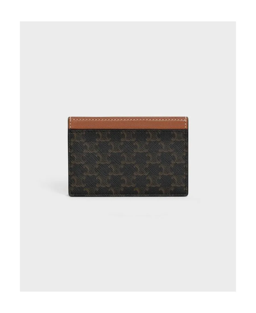 Card Holder In Triomphe Canvas With Celine Print