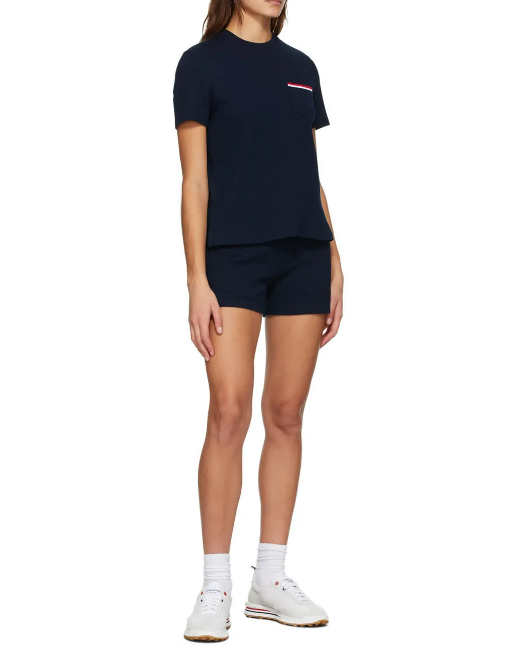 Tricolour-Waistband Seersucker Shorts