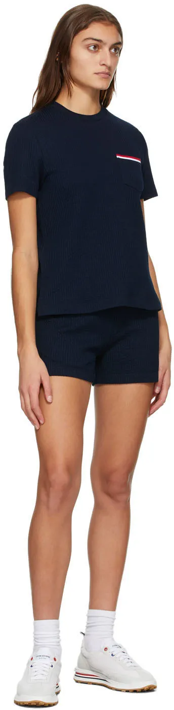 Tricolour-Waistband Seersucker Shorts