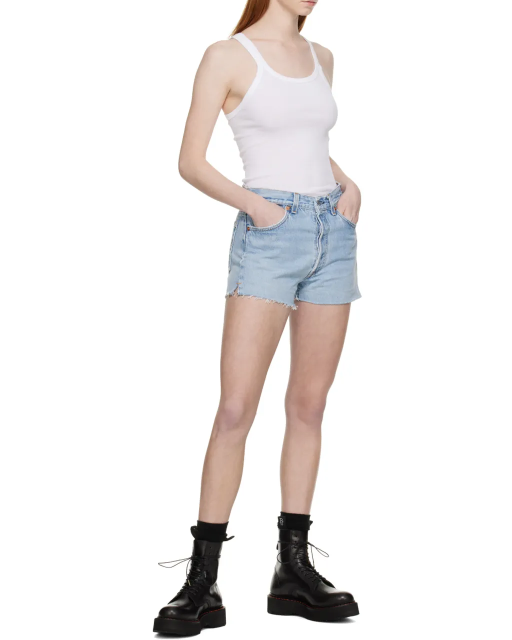 Re/Done Distressed Denim Shorts