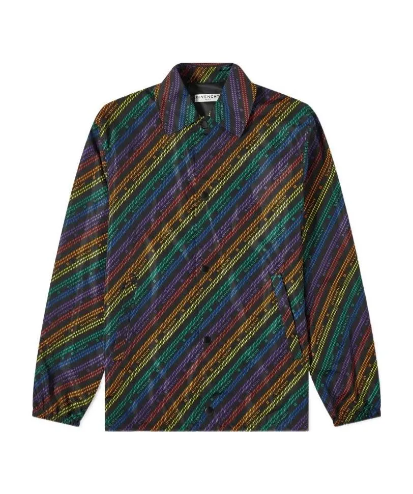 Chain-Print Buttoned Jacket