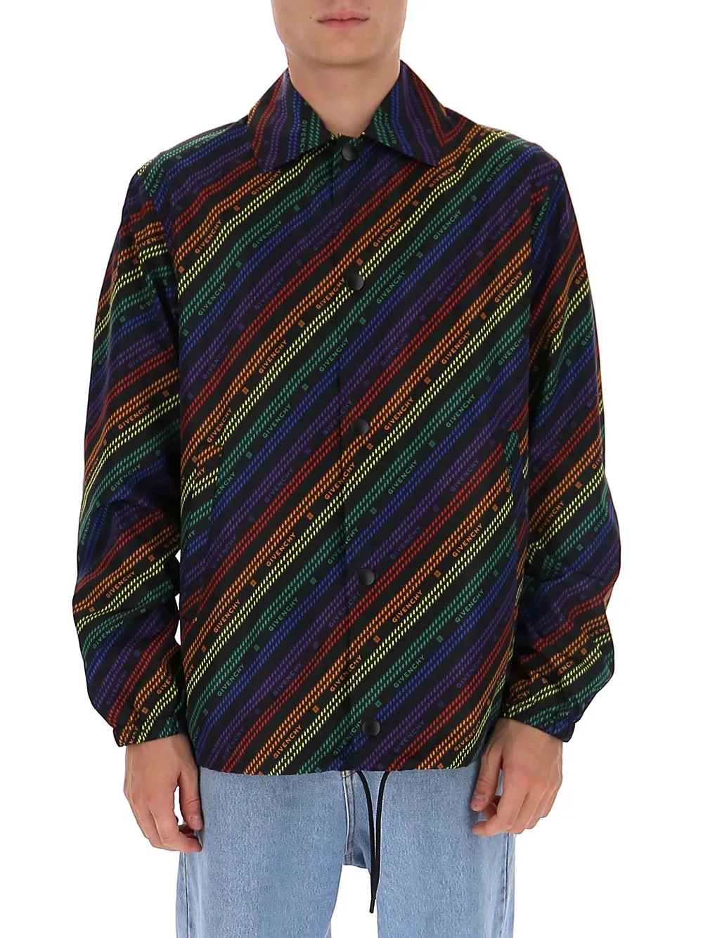 Chain-Print Buttoned Jacket
