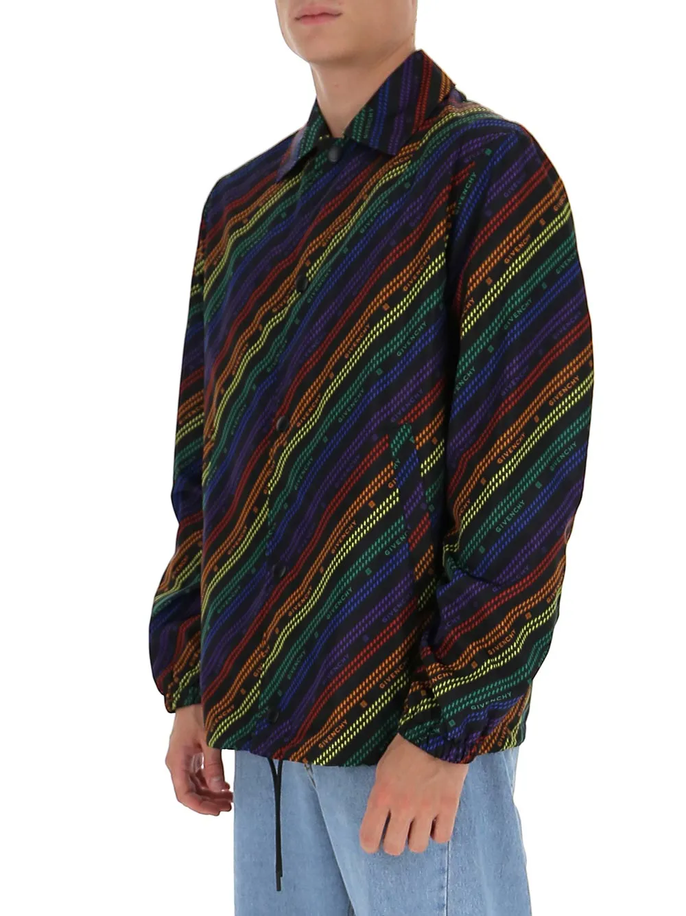 Chain-Print Buttoned Jacket