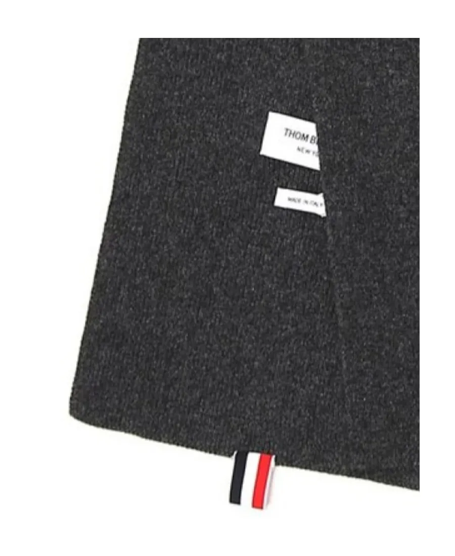 Full Needle Rib Scarf With White 4-Bar Stripe In Cashmere