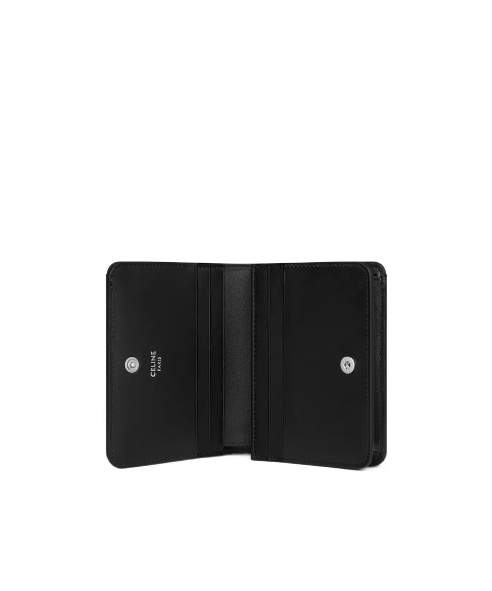 Triomphe Compact Wallet In Shiny Calfskin