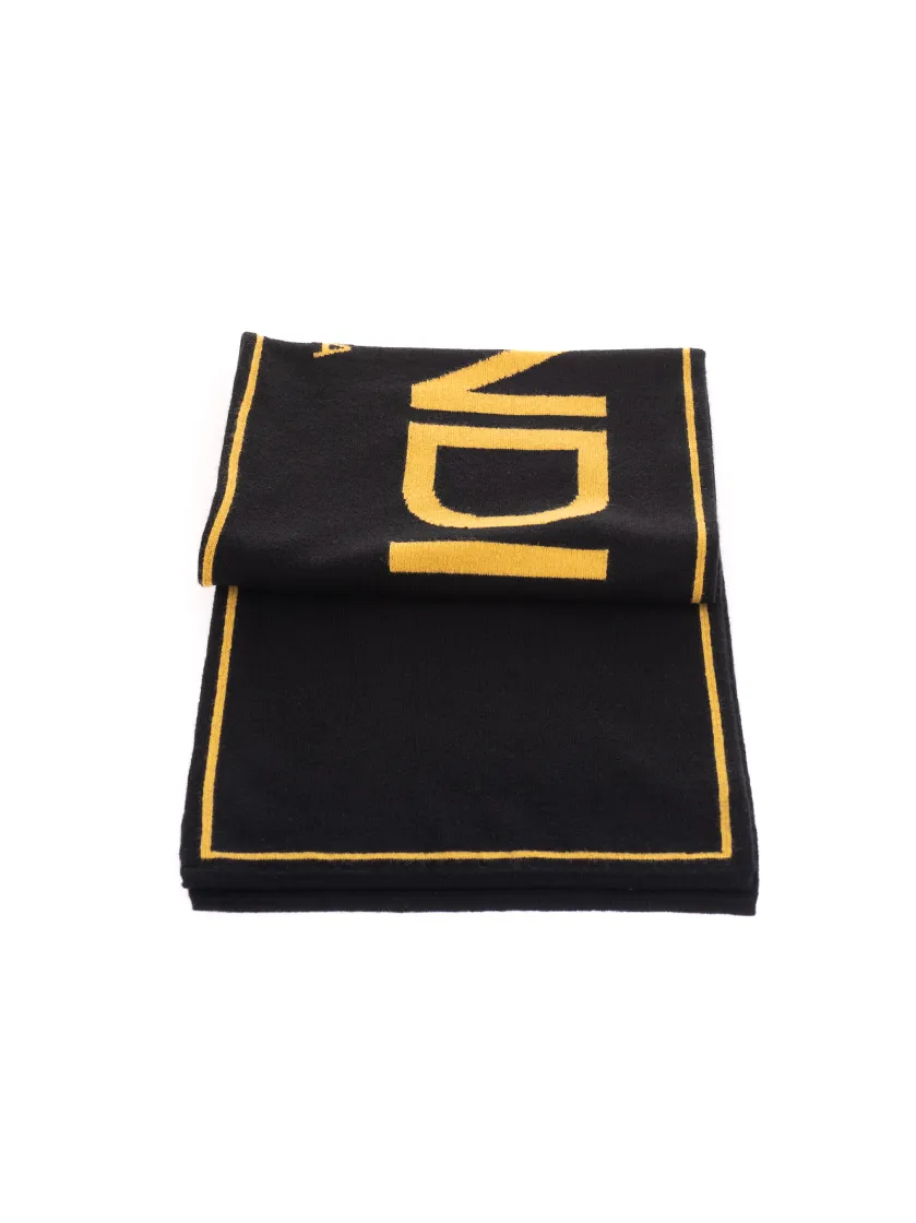 Logo-Intarsia Knitted Scarf