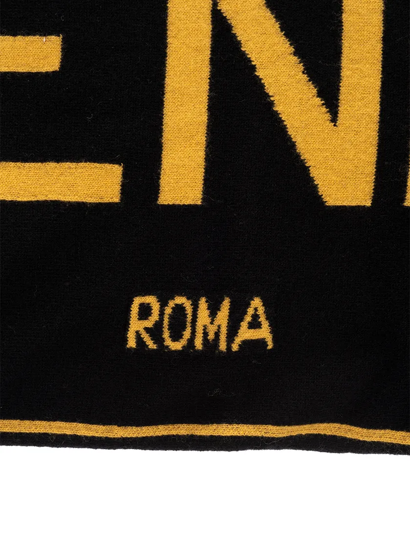 Logo-Intarsia Knitted Scarf