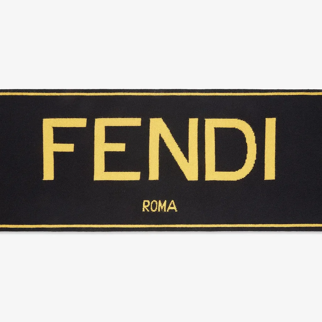 Logo-Intarsia Knitted Scarf
