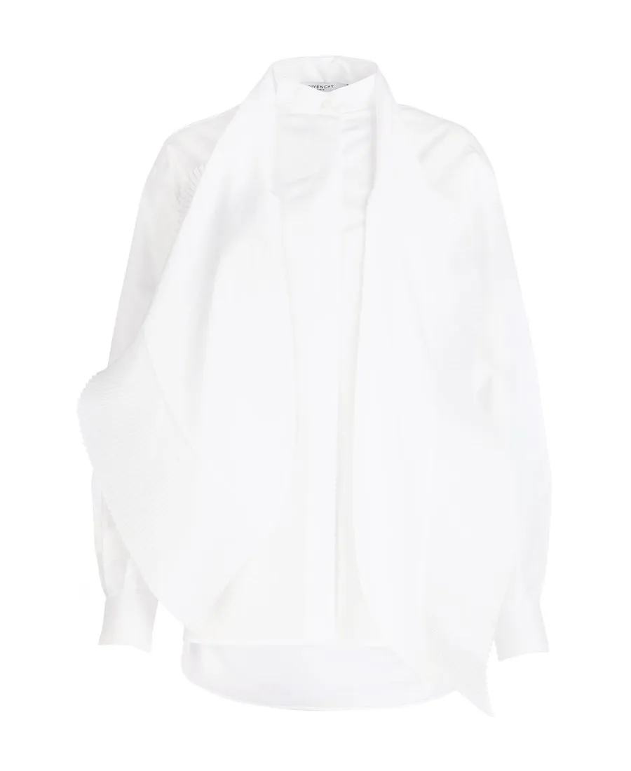 Scarf-Neck Poplin Blouse