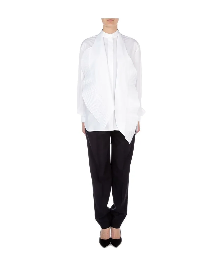 Scarf-Neck Poplin Blouse