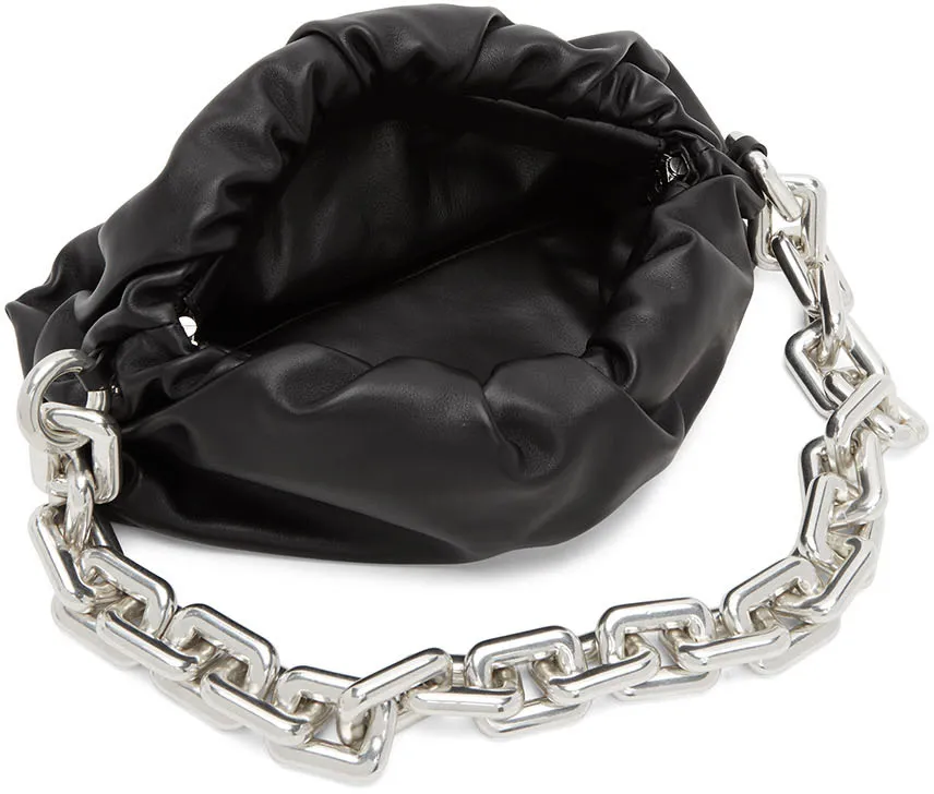 Chain-Trimmed Leather Shoulder Bag