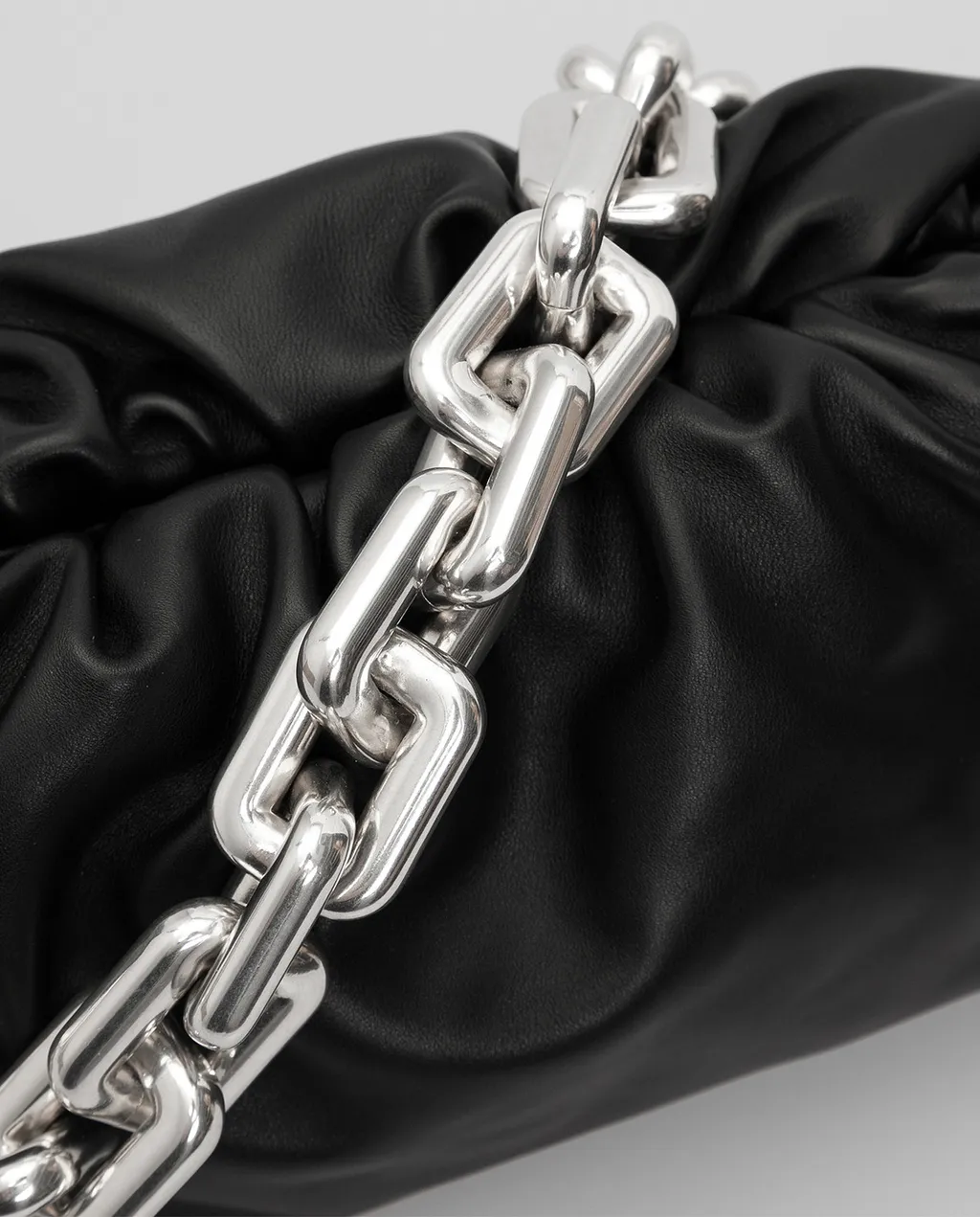 Chain-Trimmed Leather Shoulder Bag