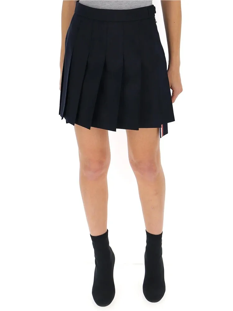 Asymmetric Pleated Miniskirt