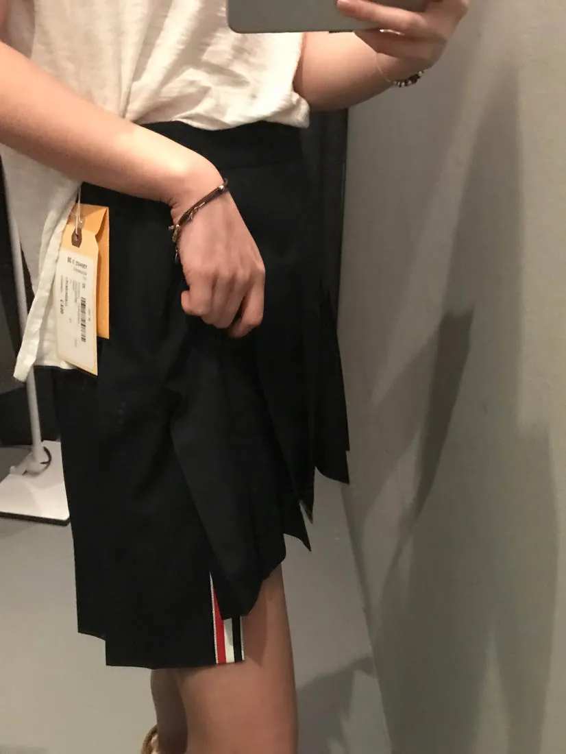 Asymmetric Pleated Miniskirt