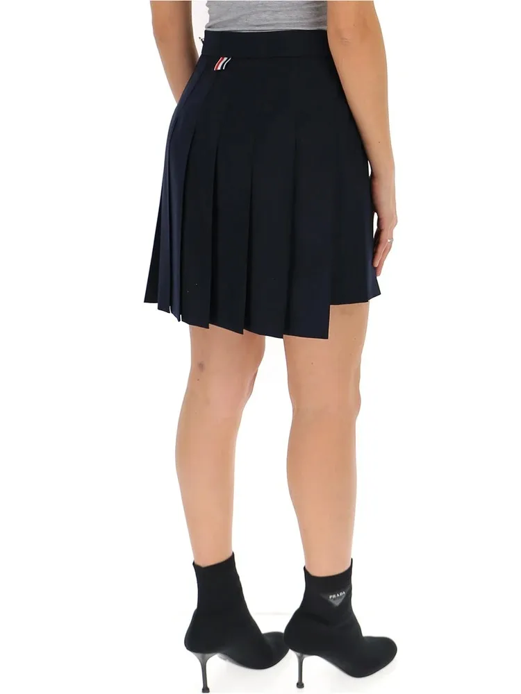 Asymmetric Pleated Miniskirt