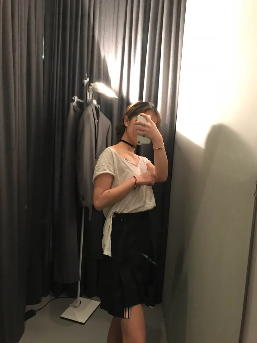 Asymmetric Pleated Miniskirt