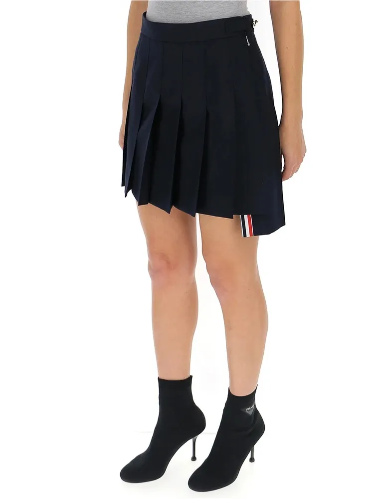 Asymmetric Pleated Miniskirt