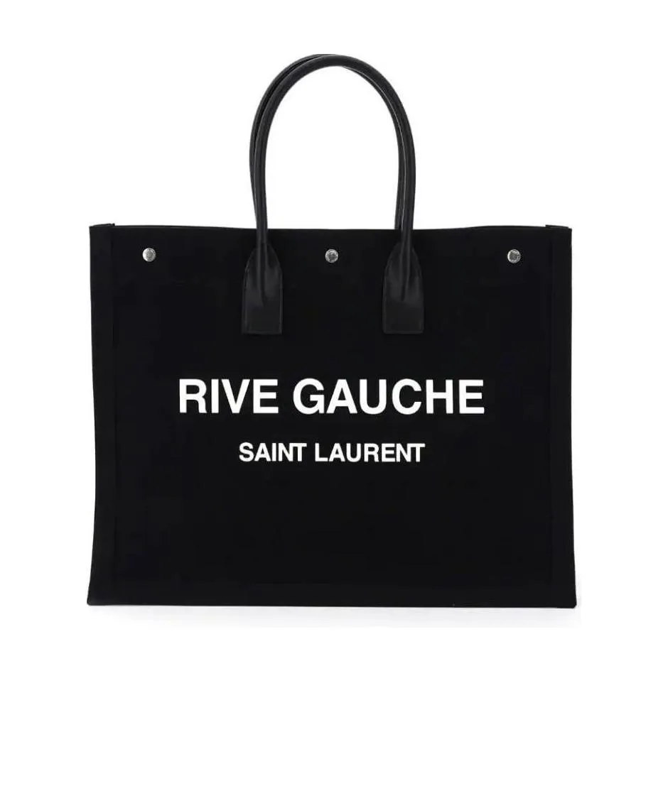 Saint Laurent Rive Gauche Logo Printed Tote Bag