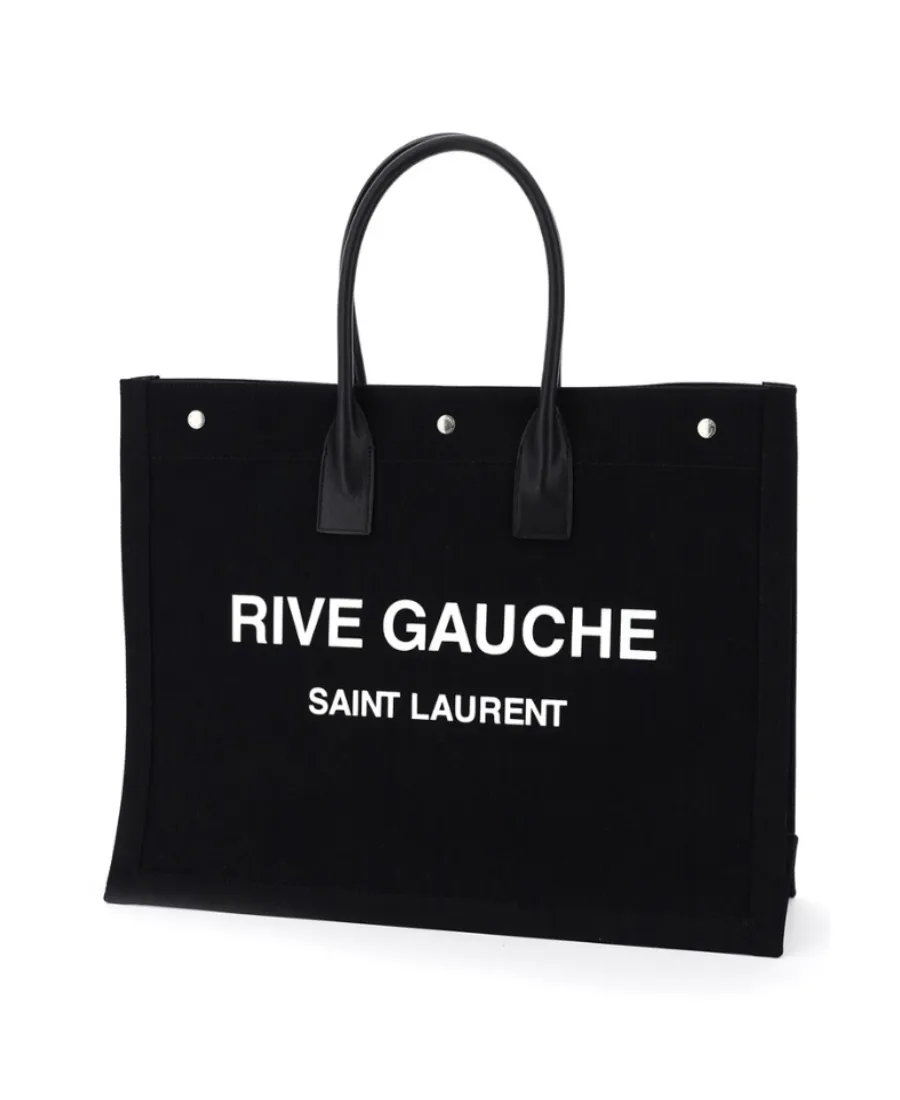 Saint Laurent Rive Gauche Logo Printed Tote Bag