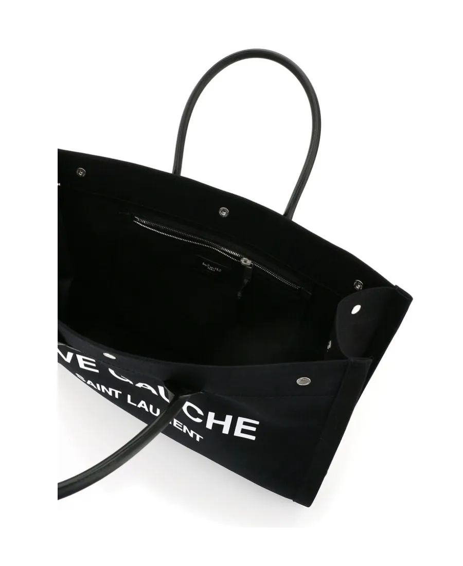 Saint Laurent Rive Gauche Logo Printed Tote Bag